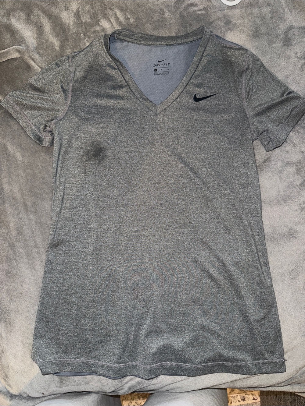 Nike Gray V-Neck Dri-FIT Athletic Tee